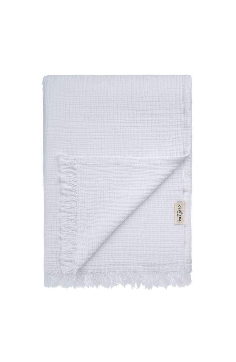 Oliviera Home Soho Supersoft 4-Layer Cotton Gauze Blanket, Main, color, White
