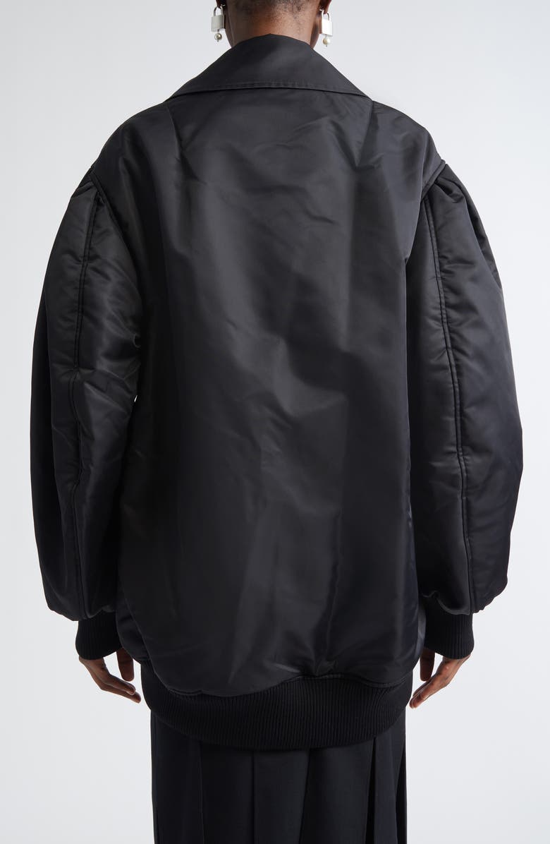 Simone Rocha Multi Pocket Puff Sleeve Bomber Jacket, Alternate, color, Black