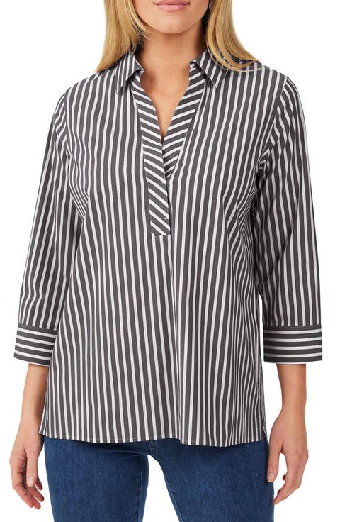 Sophia Stripe Three-Quarter Sleeve Stretch Tunic