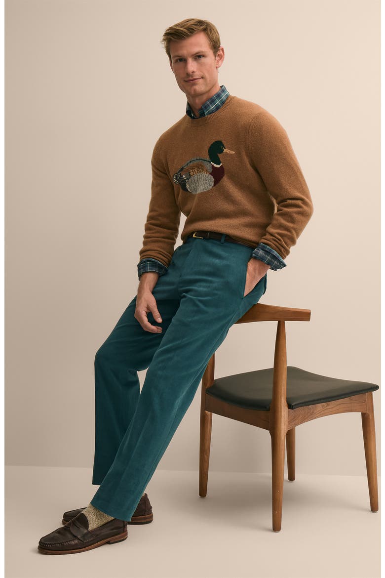 Mallard Intarsia Wool Sweater, Alternate, color, CAMELDUCKINTARSIA