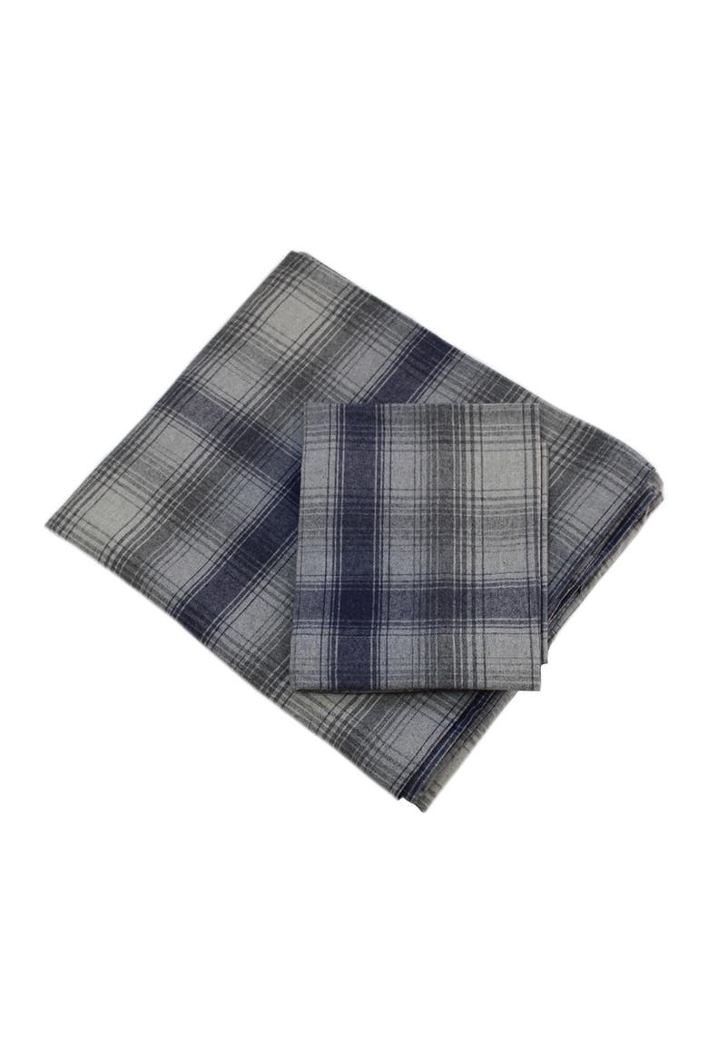 Flannel Sheet Set Blue Plaid, Main, color, BLUE PLAID