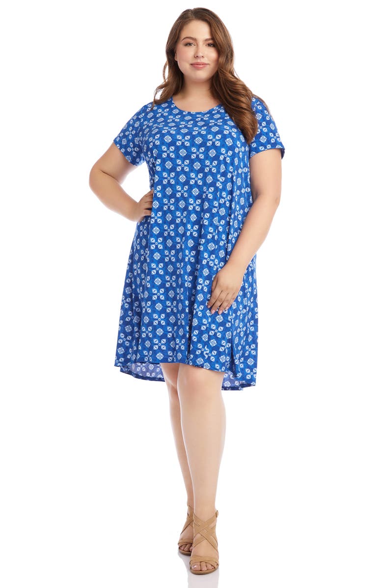 Karen Kane Maggie Tile Print Trapeze Dress, Alternate, color, 