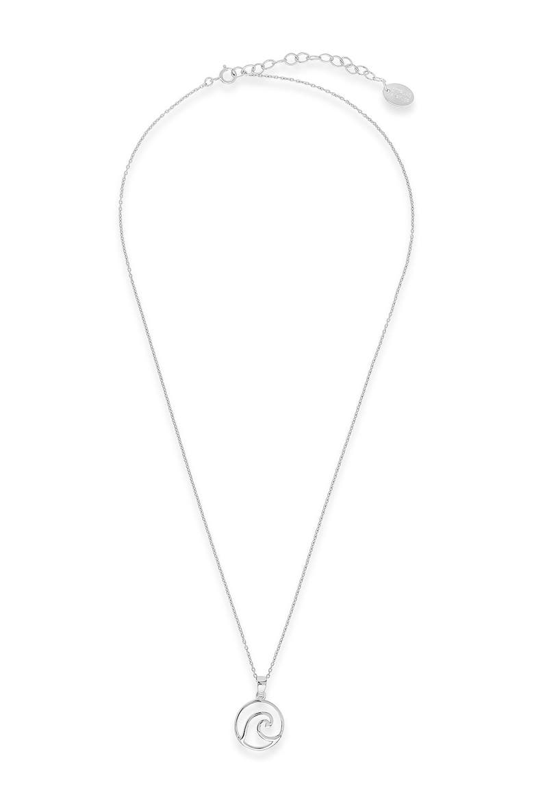Open Circle Wave Pendant Necklace, Alternate, color, SILVER