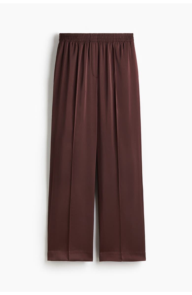 H&M Wide Crease-detail Trousers, Main, color, Dark Brown
