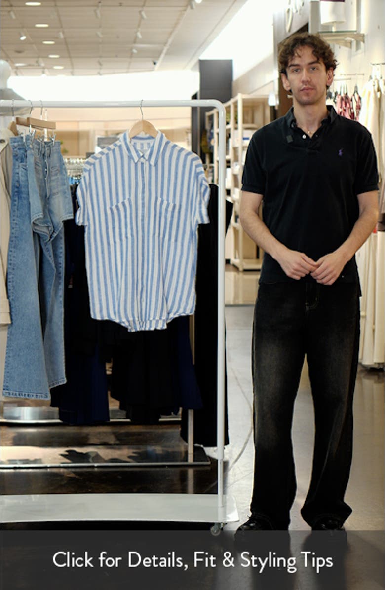 Cito Stripe Short Sleeve Linen Blend Button-Up Shirt, sales video thumbnail