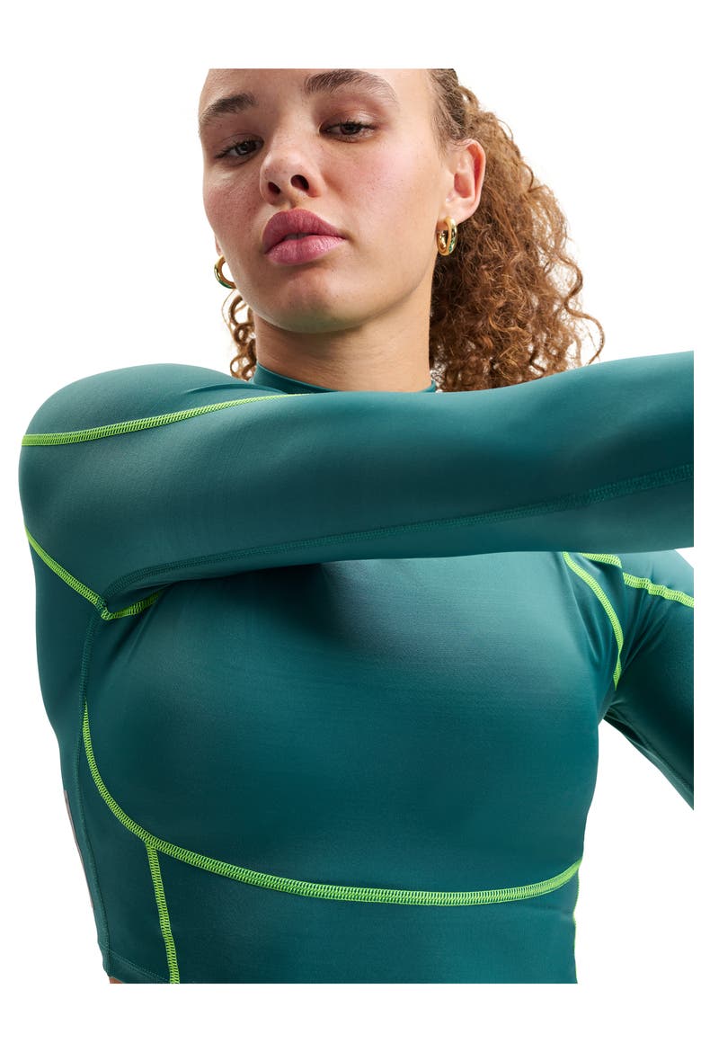 HeatGear® Elite Mock Neck Crop Top, Alternate, color, 338 RACK GREEN