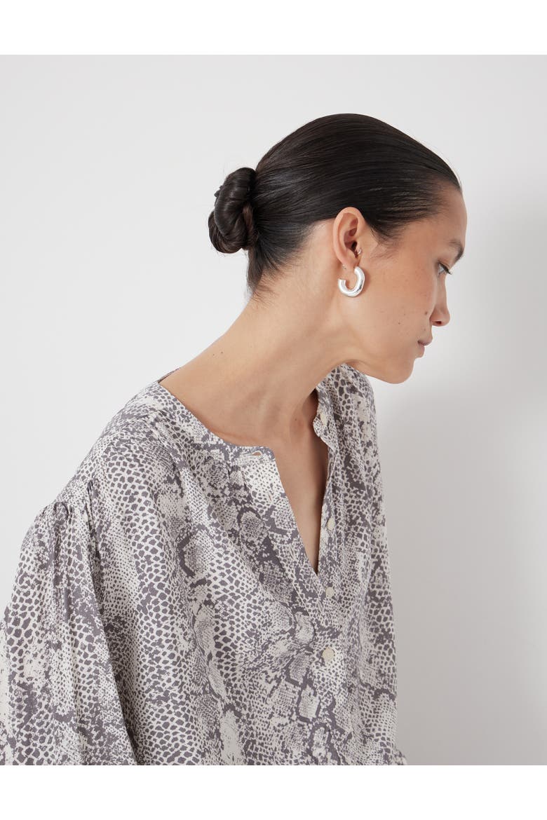 Fernanda Snake Printed Blouse, Alternate, color, Natural Snake Grey