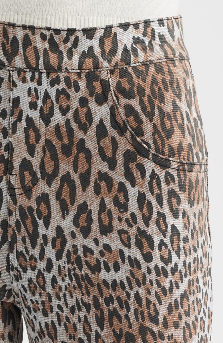Hue Ultrasoft Leopard Cotton Blend Capri Leggings, Alternate, color, Brown