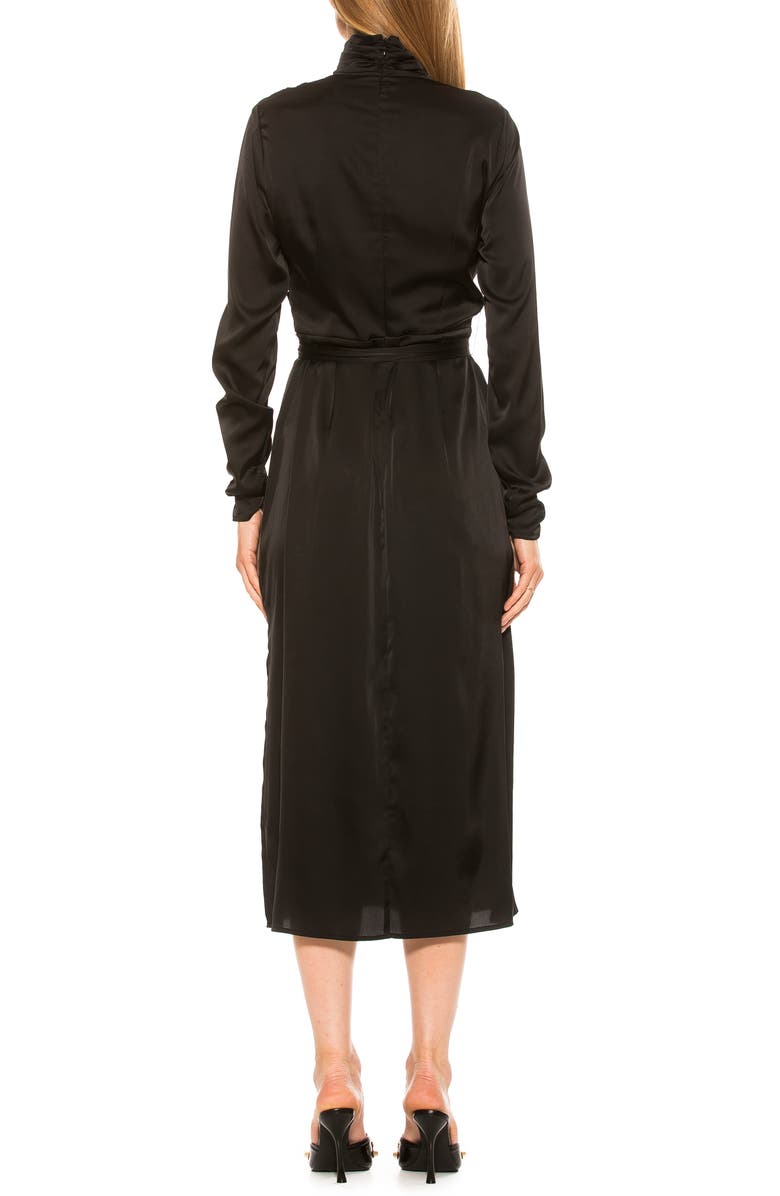 Alexia Admor Mock Neck Long Sleeve Draped Midi Dress, Alternate, color,