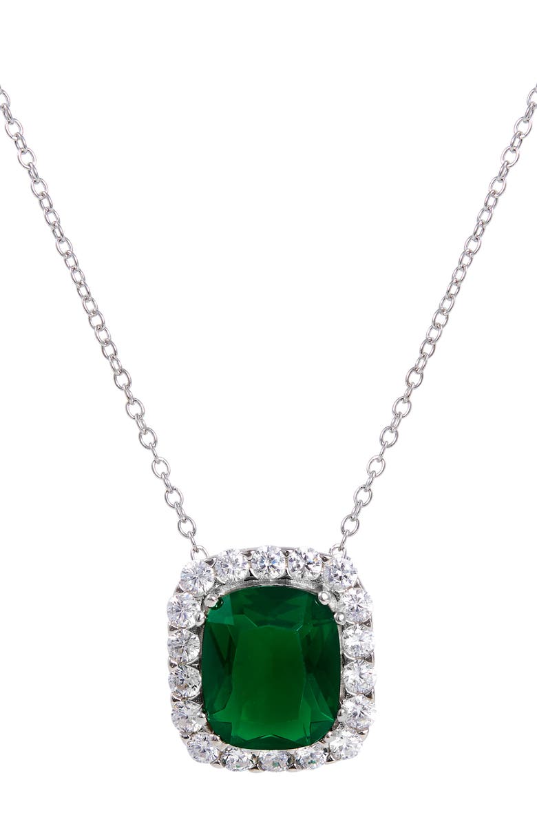 SAVVY CIE JEWELS Cushion Pendant Necklace, Main, color, Green
