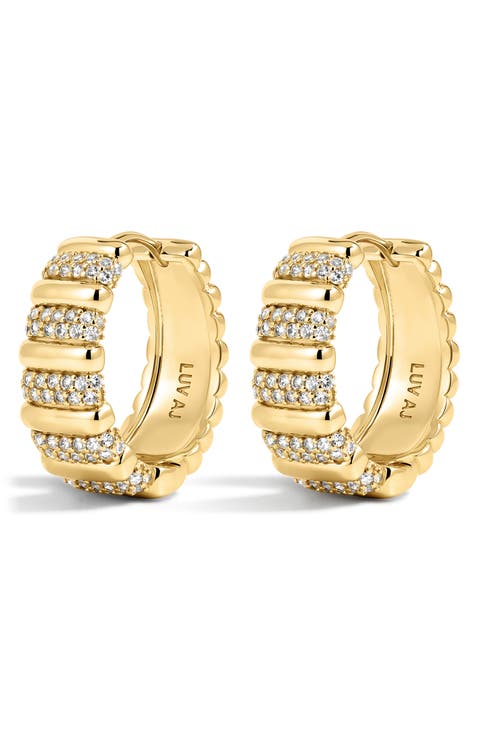 The Pavé Marbella Ridged Hoop Earrings