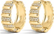 Luv AJ The Pavé Marbella Ridged Hoop Earrings