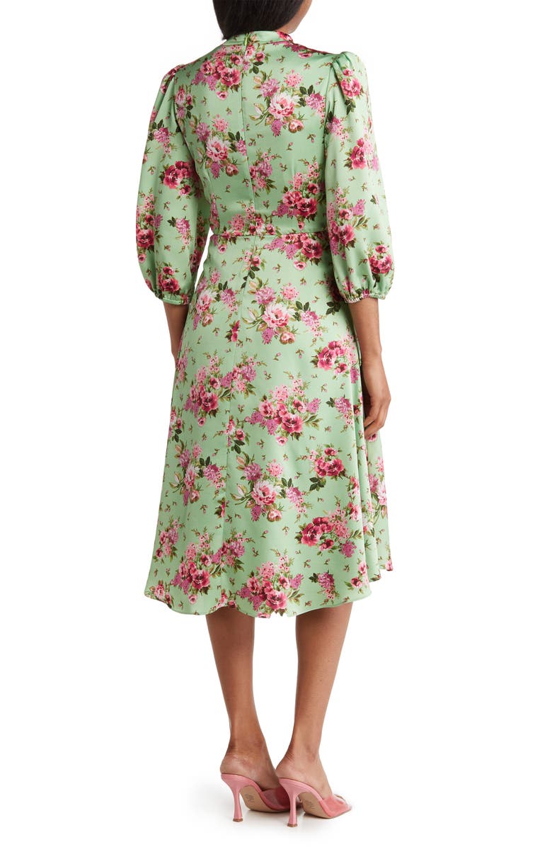 Julia Jordan Floral Print Tie Front Long Sleeve Dress, Alternate, color,
