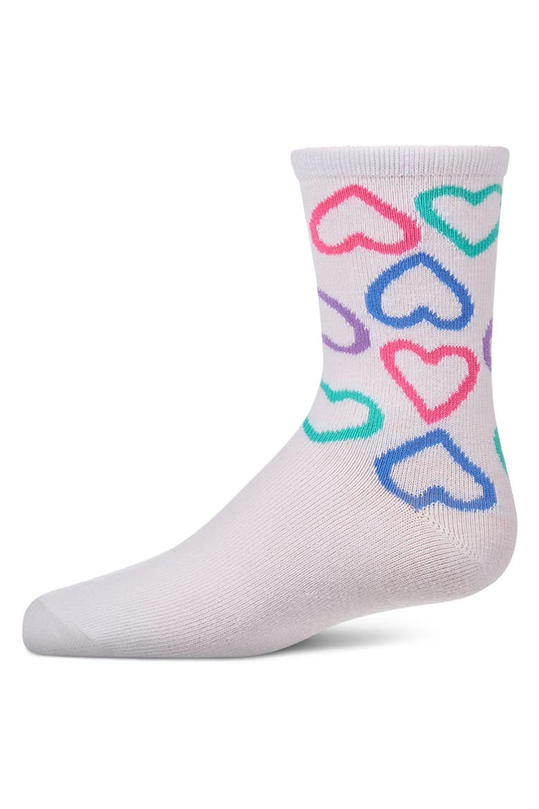All Over Hearts  Novelty Crew Sock, Main, color, White