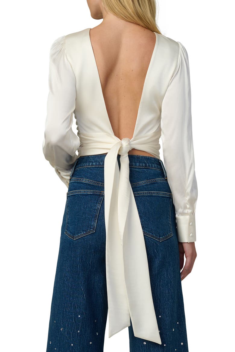 The Marie Tie Back Satin Top, Alternate, color, ECRU