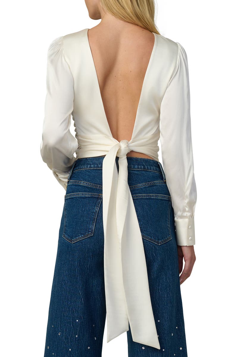 Joe's Jeans The Marie Tie Back Satin Top, Alternate, color, Ecru
