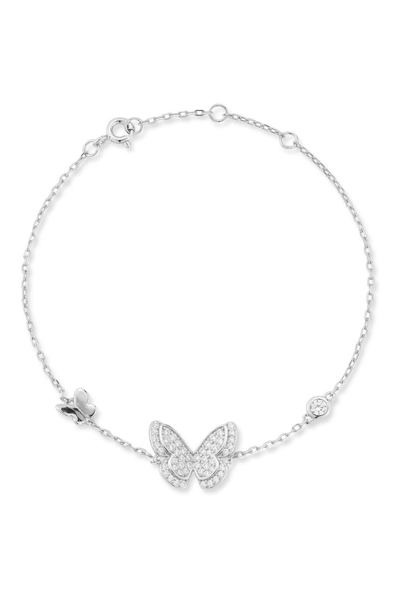 Cubic Zirconia Butterfly Line Bracelet, Main, color, SILVER