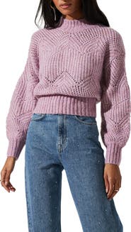 ASTR the Label Serenity Balloon Sleeve Pointelle Sweater