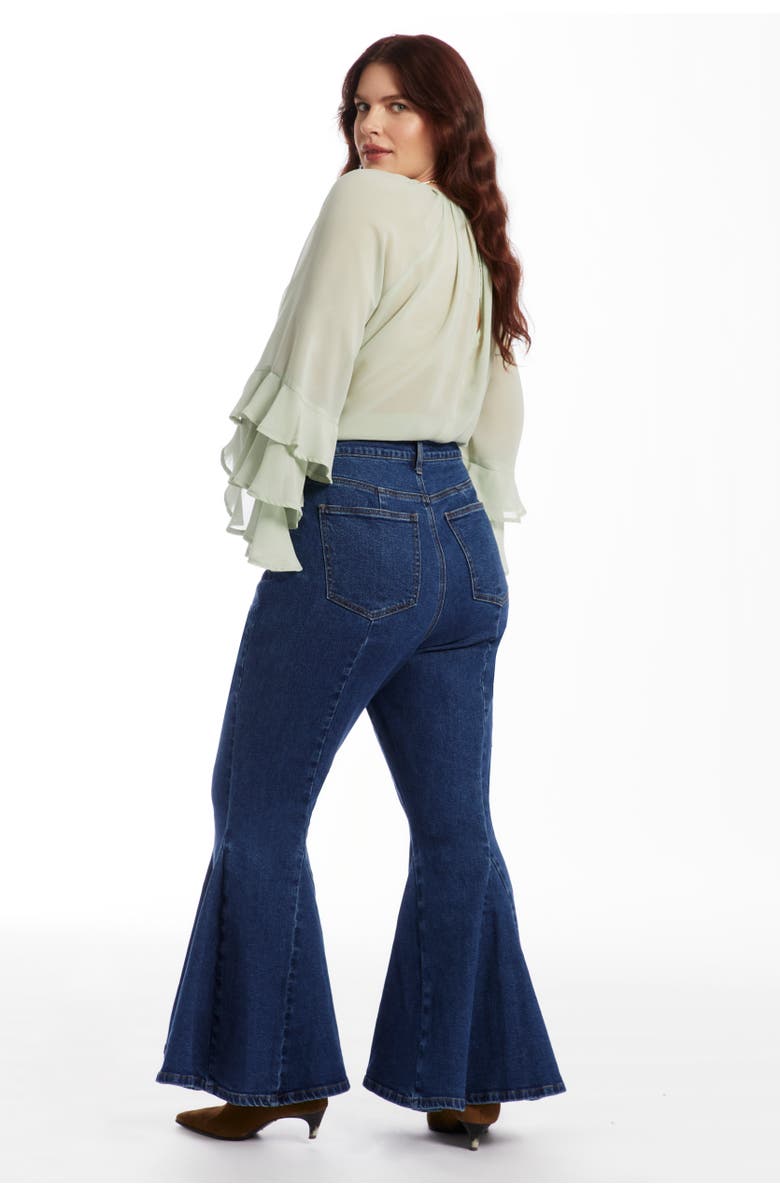 June + Vie High Waisted Flare Godet Jean, Alternate, color, Vintage Medium Wash