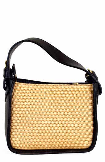 Persaman New York Marie Raffia & Leather Shoulder Bag