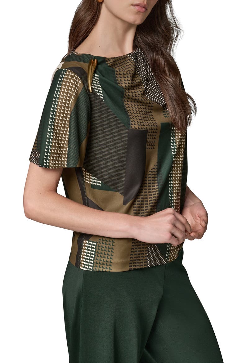 Ruched Boat Neck Jersey Top, Alternate, color, OLV BRINE/