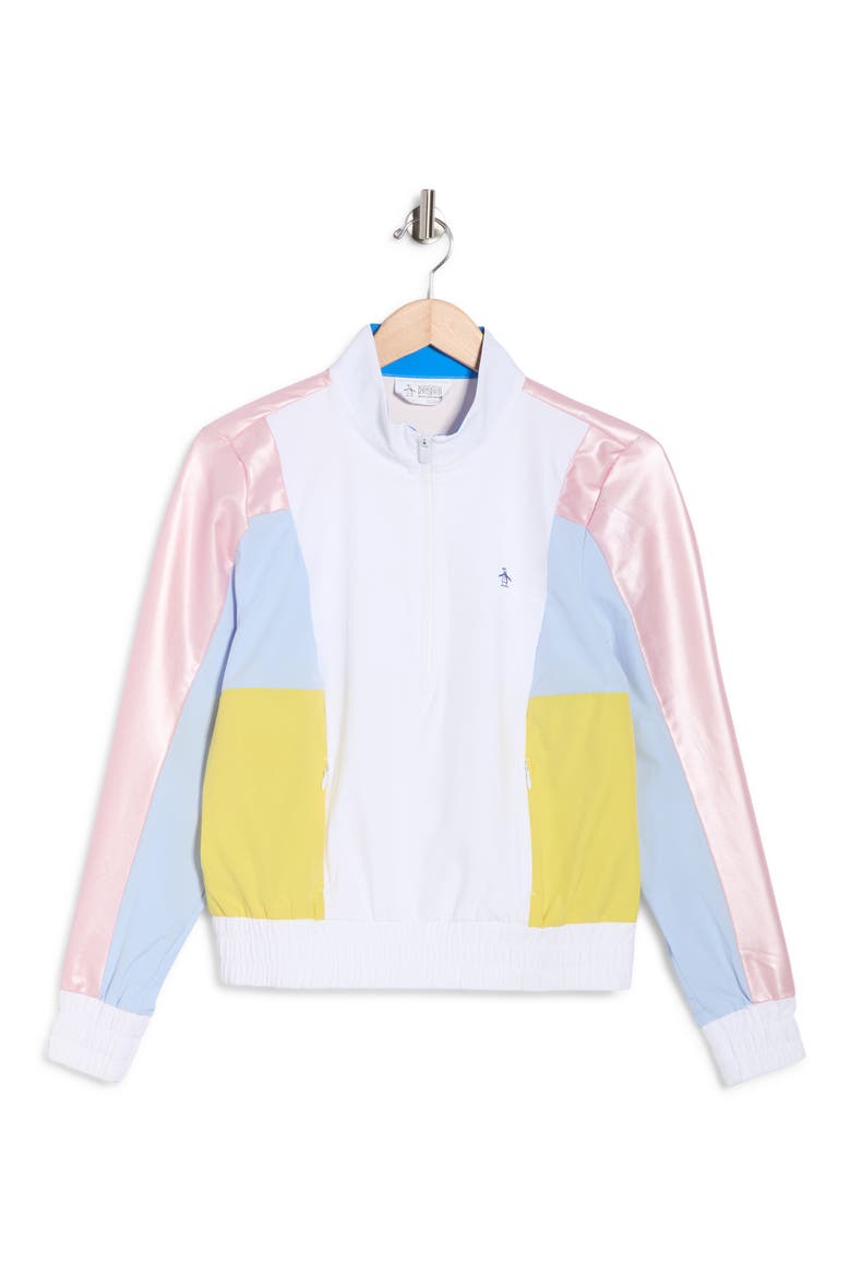 Colorblock Quarter Zip Pullover, Alternate, color, BRIGHT WHITE