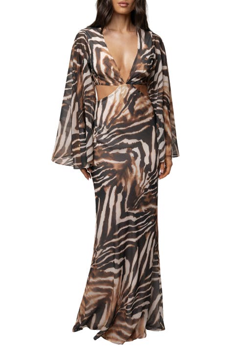 Zebra Instincts Print Maxi Dress