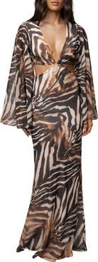 JLUXLABEL Zebra Instincts Print Maxi Dress