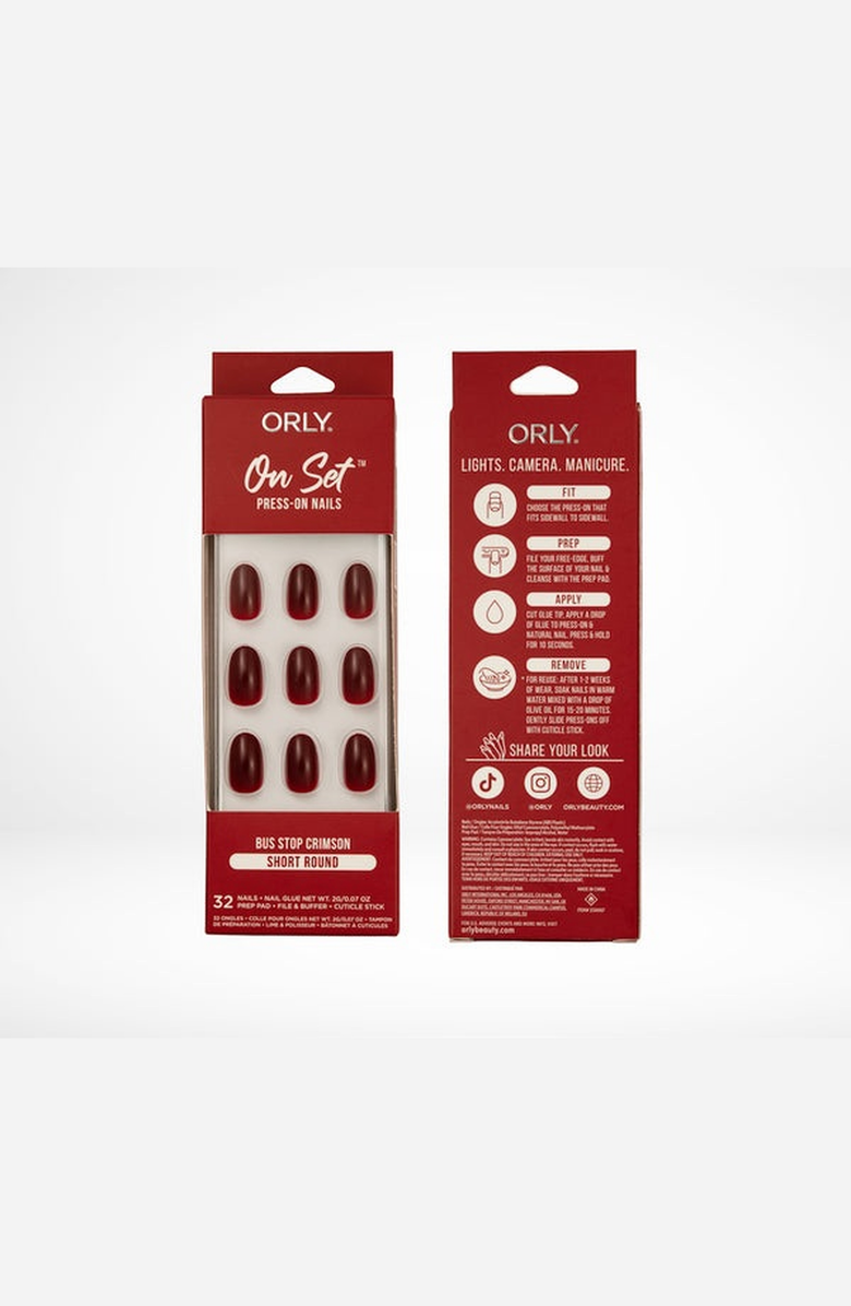 ORLY Bus Stop Crimson Solid Press-On Nails, Alternate, color, NO COLOR