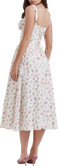 Elia Floral Stretch Cotton Blend Corset Sundress