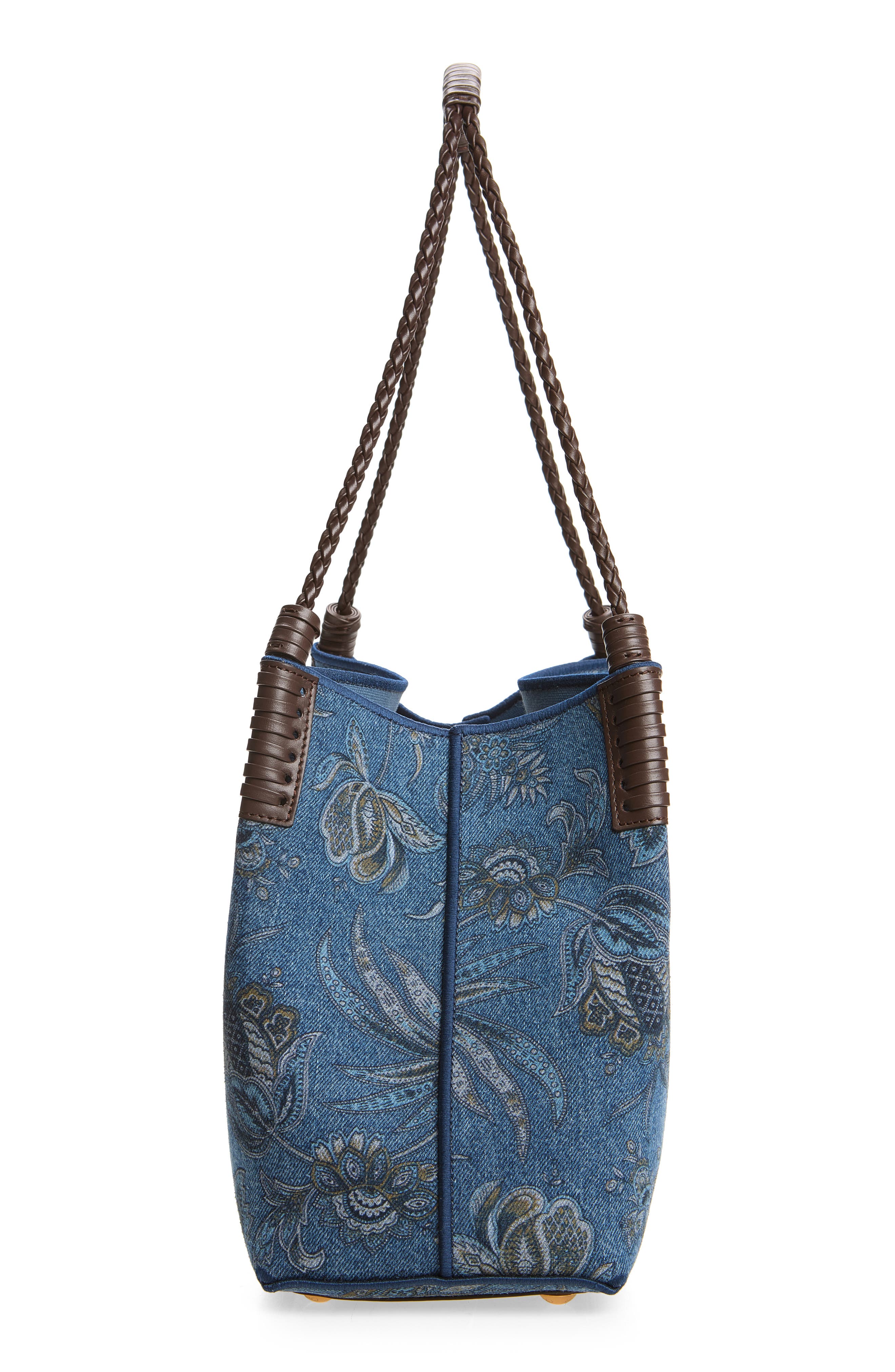 Small Libra Denim Shopping Tote, Alternate, color, PRINT ON BLUE BASE