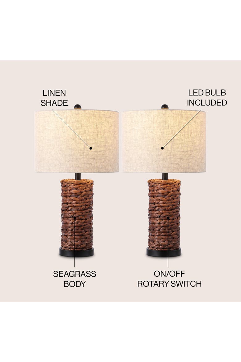 Elicia 25" Coastal Water Hyacinth LED Table Lamp, Alternate, color, Dark Brown