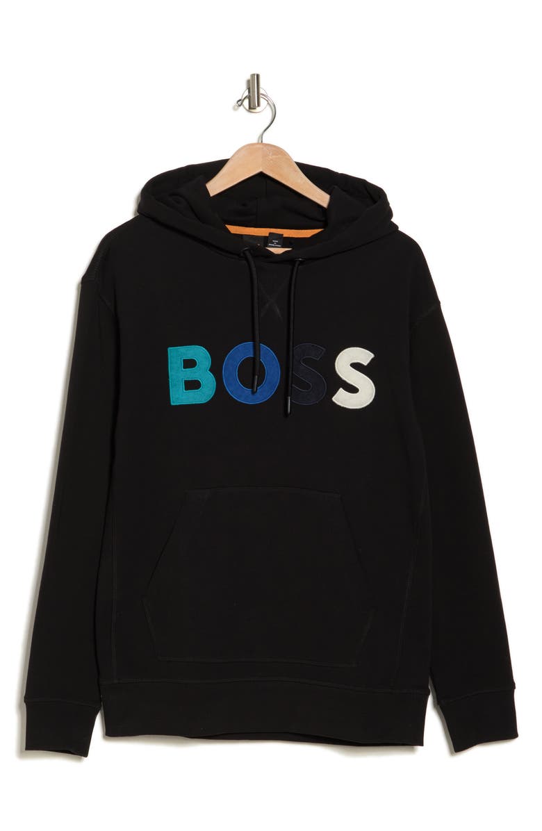 BOSS We Color Fleece Pullover Hoodie, Alternate, color, Black