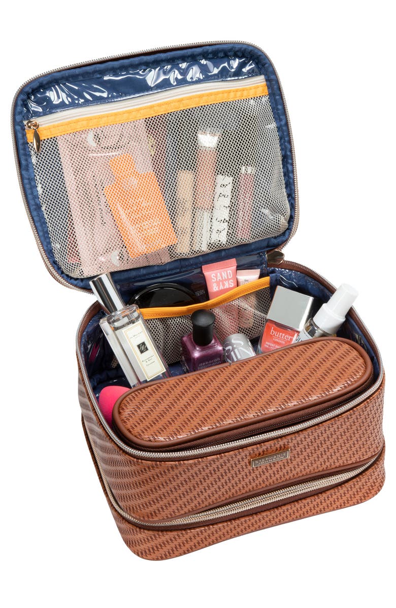 Stephanie Johnson Rosewood Cognac Jenny Train Cosmetics Case, Alternate, color, Cognac