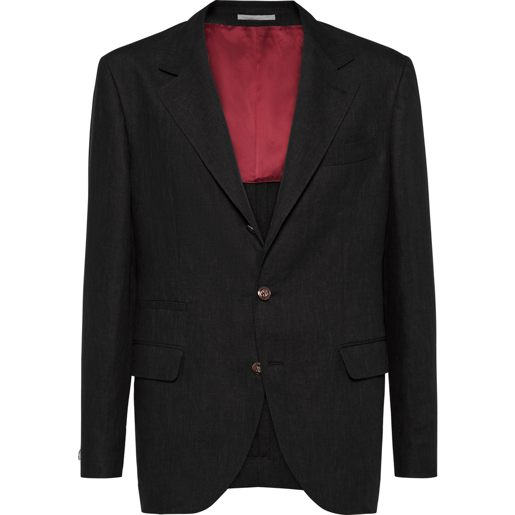 Brunello Cucinelli Linen Unconstructed Blazer In Black