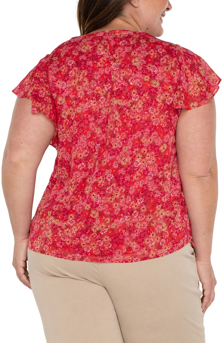 Liverpool Los Angeles Floral Flutter Sleeve Chiffon Top, Alternate, color, 