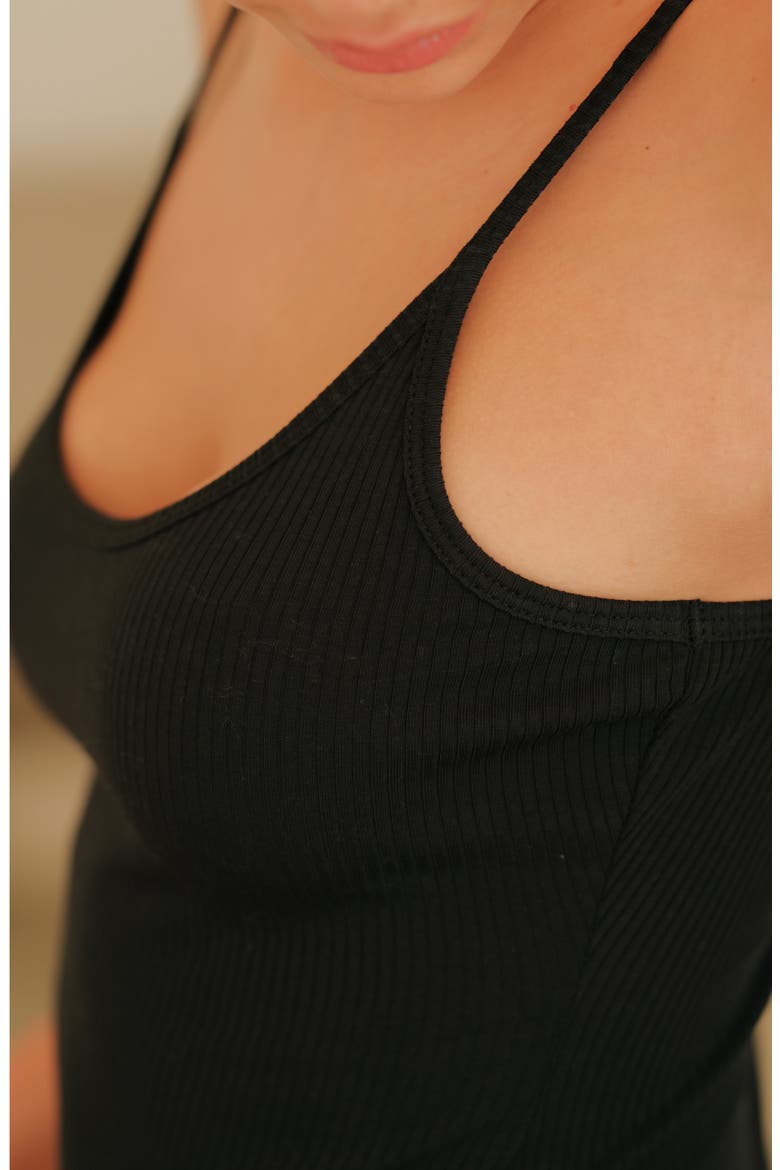 Ribbed Camisole Thong Bodysuit, Alternate, color, BLACK