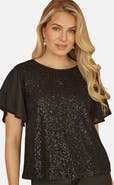 Yumi Sheer Sleeve Sequin Top