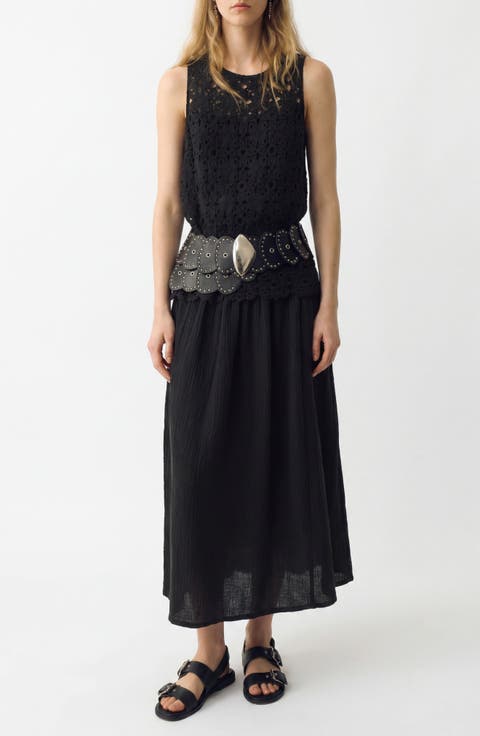 Crochet Double Cloth Sleeveless Maxi Dress