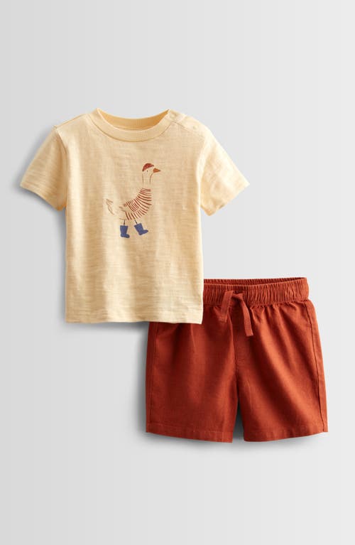 Nordstrom Graphic T-shirt & Drawstring Shorts Set In Beige Gelato Goose- Rust