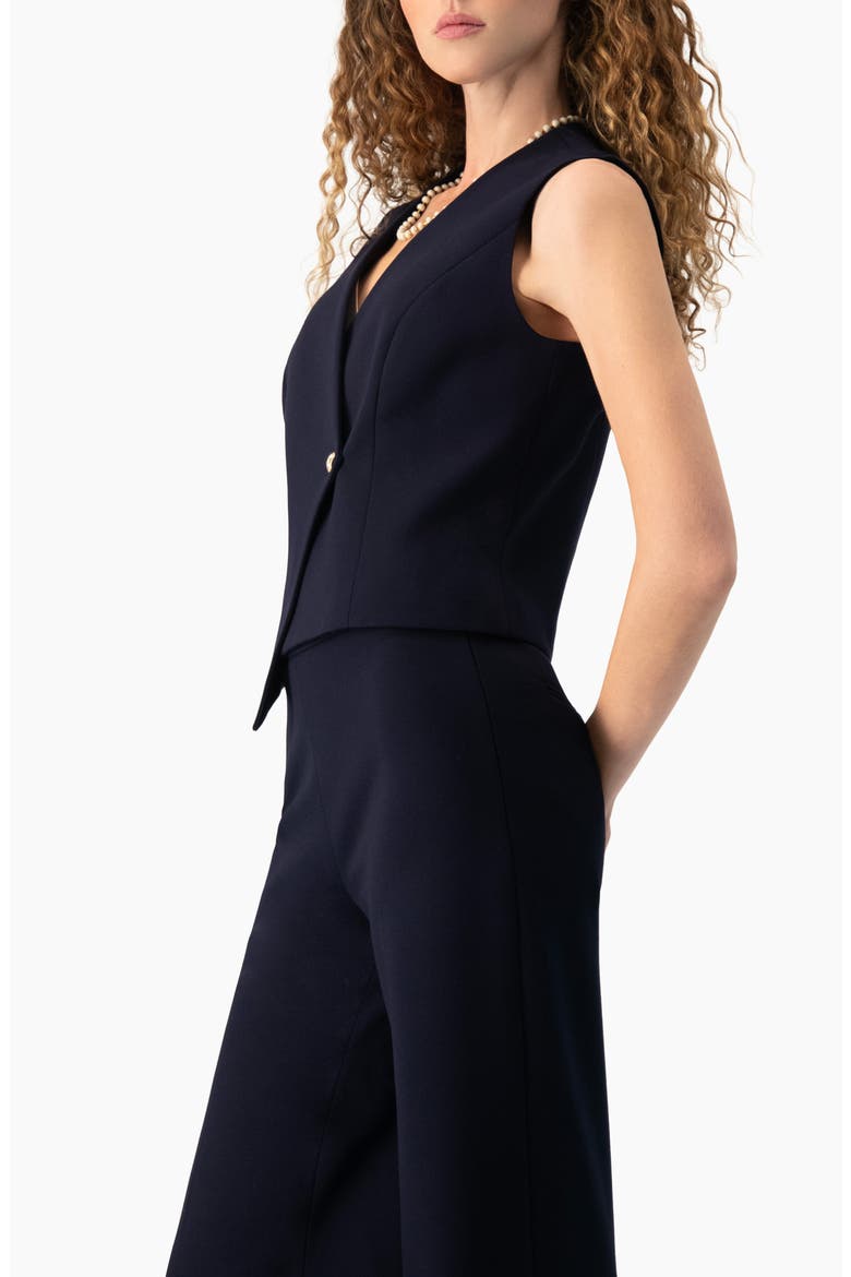 Wrap-Front Single-Button Vest, Alternate, color, Navy Blue