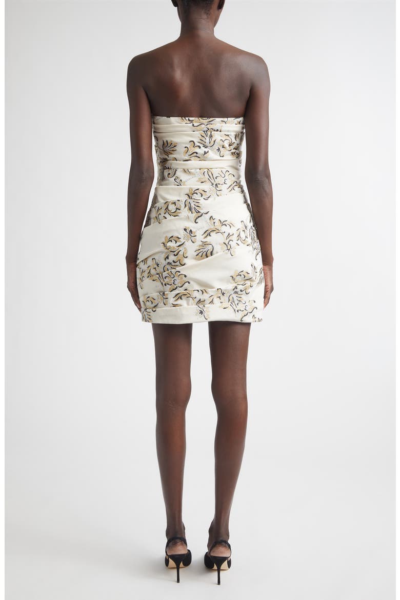 Metallic Embroidered Strapless Cocktail Dress, Alternate, color, IVORY MULTI