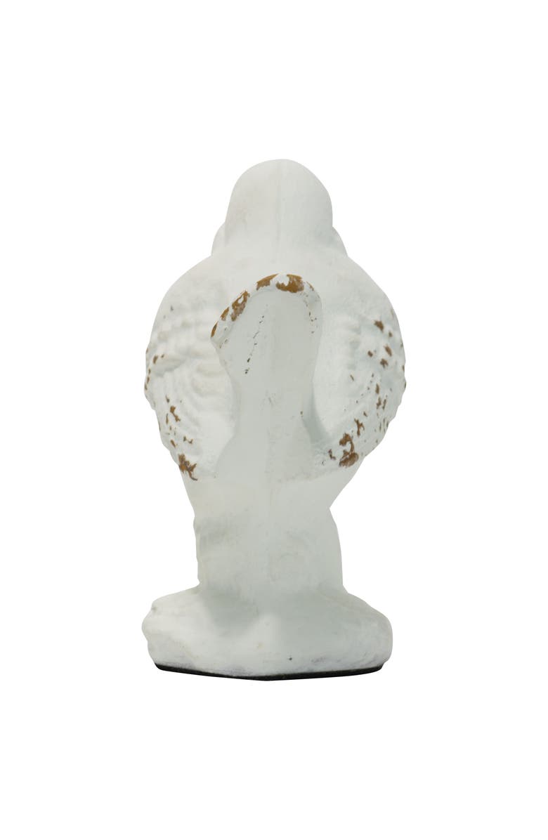 Foreside Home and Garden Rustic Antique White Metal Bird Figurine, Alternate, color, White
