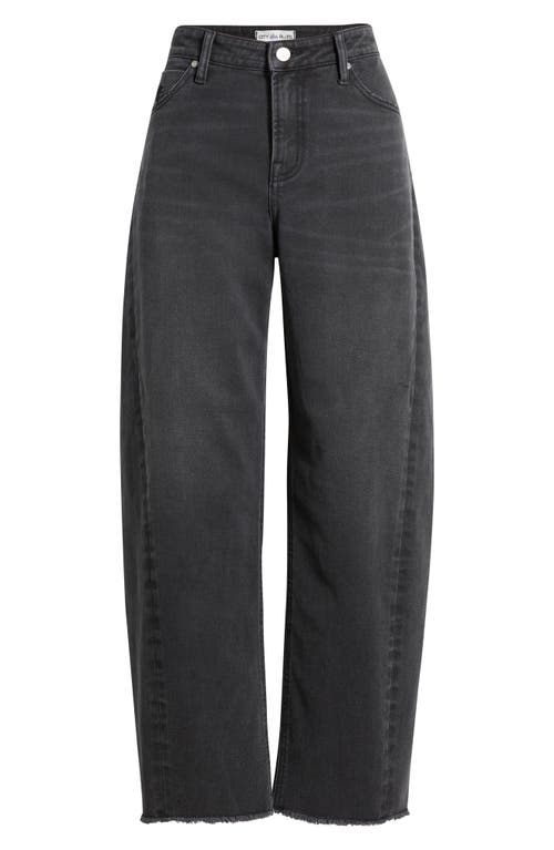 City Blues Frayed High Waist Ankle Barrel Jeans In Black