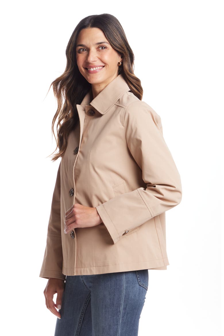Button Front Water Resistant Raincoat, Alternate, color, TAN