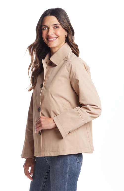 Gallery Button Front Water Resistant Raincoat In Tan