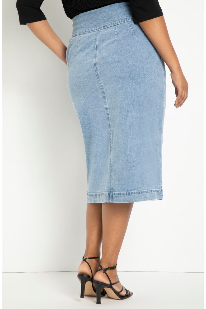 Folded Button Front Denim Skirt, Alternate, color, LIGHT WASH