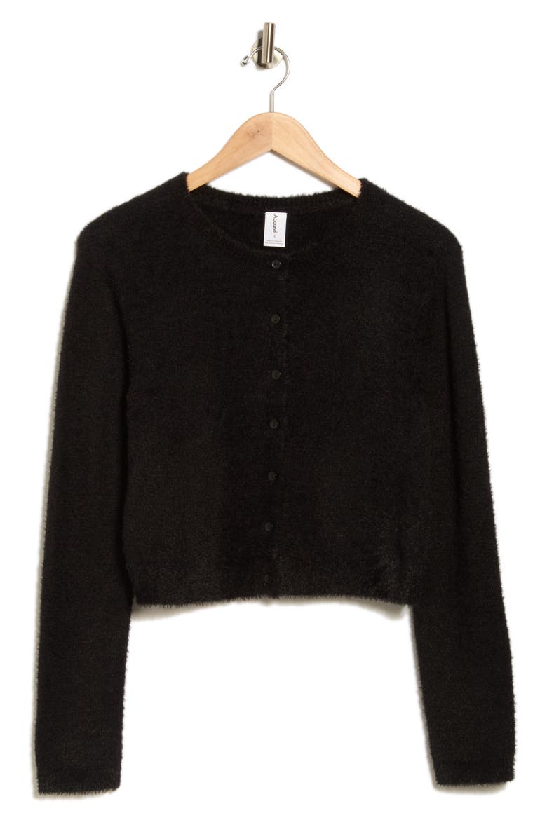 Eyelash Knit Cardigan, Alternate, color, BLACK