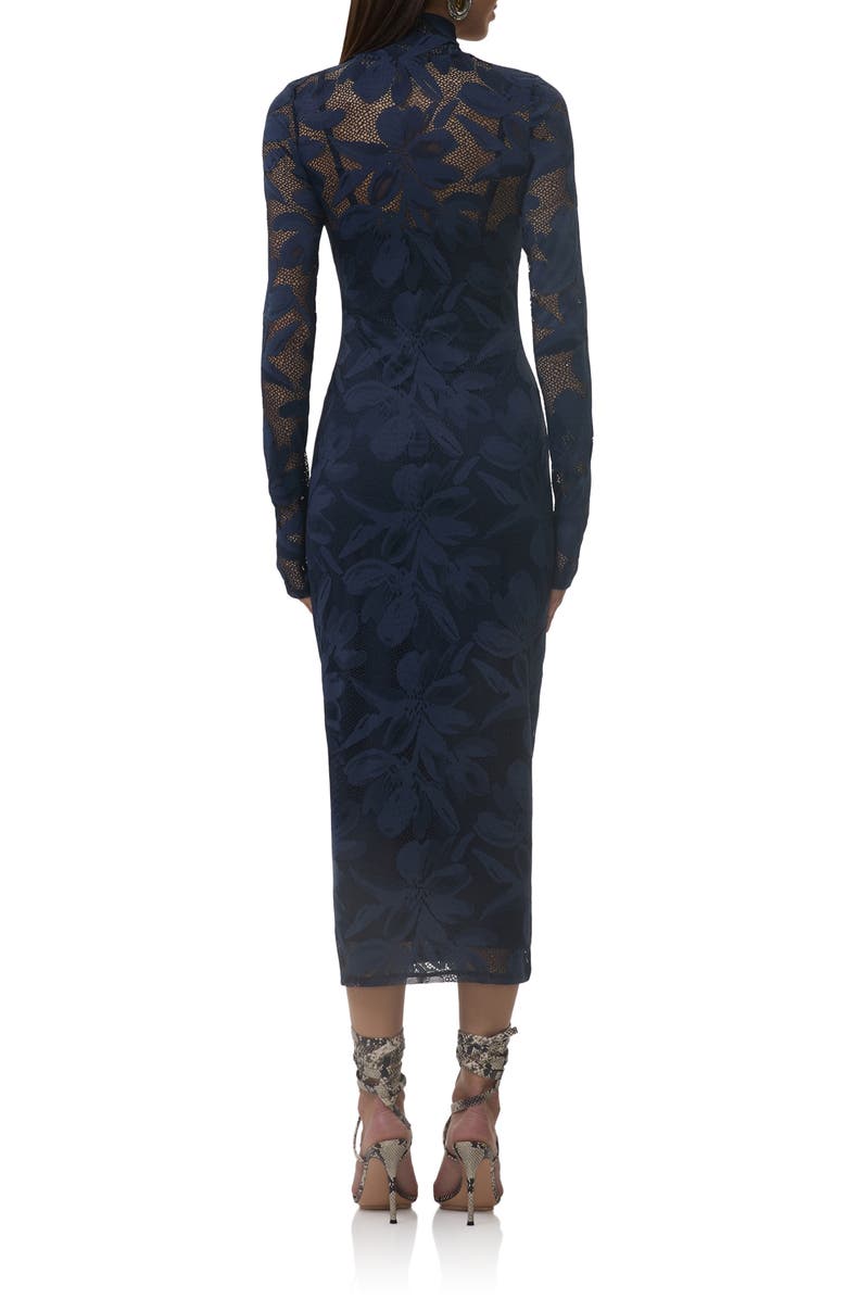 AFRM Shailene Long Sleeve Turtleneck Floral Lace Dress, Alternate, color, Black Iris