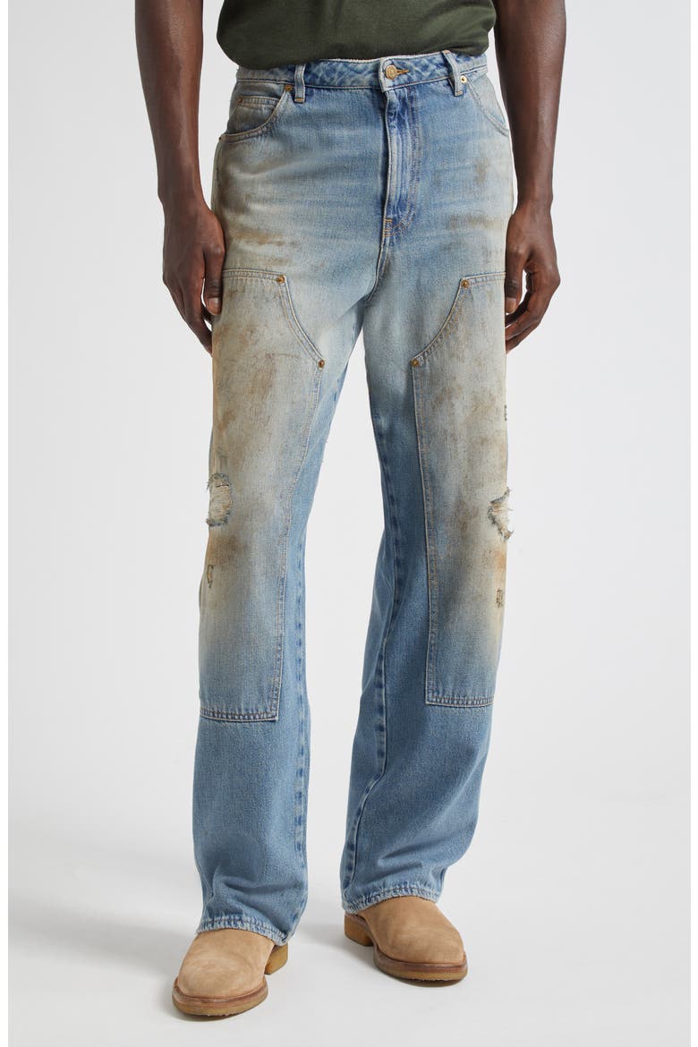 Journey Distressed Sandwashed Carpenter Jeans, Main, color, LIGHT BLUE
